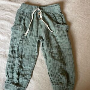 Kids Green Textured Pants
